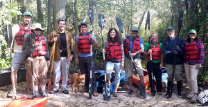 Staff of Pinelands Preservation Alliance preparing to paddle the Batsto River in the new jersey pine barrens.