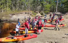participants in kayak lessons on the mullica river in the NJ pine barrens